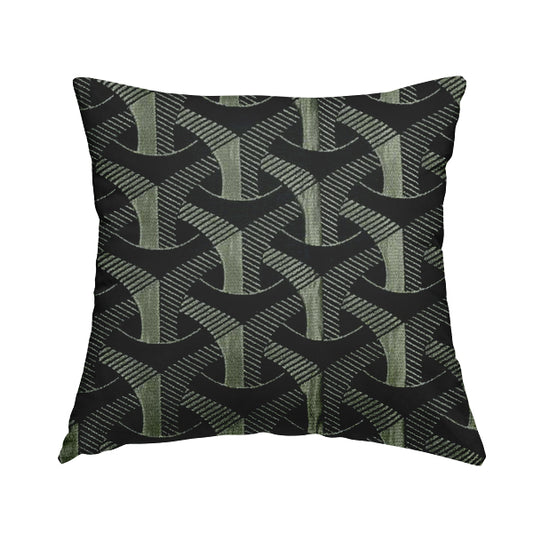 Navy Blue Silver Shiny Geometric Art Pattern Soft Chenille Upholstery Fabric JO-1081 - Handmade Cushions