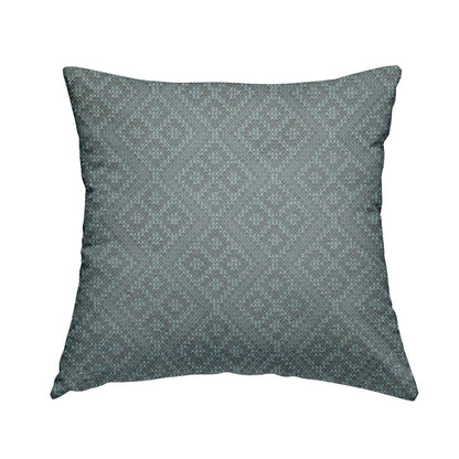 Trellis Geometric Symmetry Pattern Soft Boucle Textured Chenille Material Blue Grey Colour Upholstery Fabrics JO-1084 - Handmade Cushions