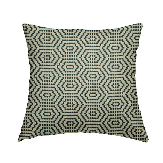 Teal Colour Modern Geometric Pattern Chenille Upholstery Fabric JO-1090 - Handmade Cushions