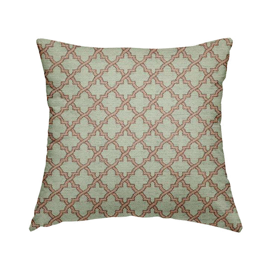 Hexagon Medallion Pattern Cream Pink Colour Chenille Upholstery Fabric JO-1094 - Handmade Cushions