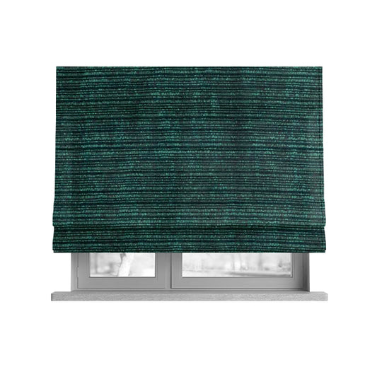 Striped Semi Plain Chenille Blue Teal Colour Upholstery Fabric JO-1097 - Roman Blinds