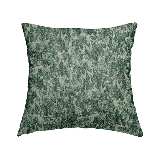 Shine Tone Teal Silver Colour Uniformed Leaf Pattern Chenille Furnishing Upholstery Fabric JO-1100 - Handmade Cushions