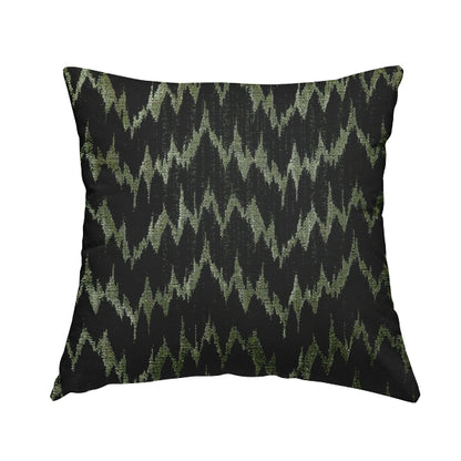 Spike Chevron Pattern In Black Silver Colour Shine Chenille Textured Upholstery Fabric JO-1103 - Handmade Cushions