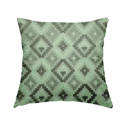 Geometric Quadrilateral Pattern Cut Velvet Material Grey Green Colour Upholstery Fabric JO-1116 - Handmade Cushions