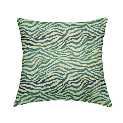 Decorative Wave Stripe Blue Cream Colour Pattern Chenille Jacquard Fabric JO-1127 - Handmade Cushions