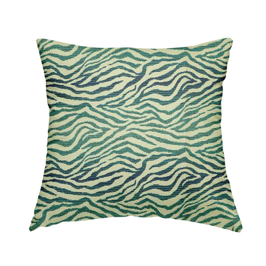 Decorative Wave Stripe Blue Cream Colour Pattern Chenille Jacquard Fabric JO-1127 - Handmade Cushions