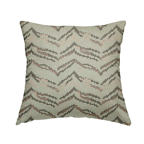 Wave Striped Pattern In Grey Pink Colour Chenille Jacquard Upholstery Fabric JO-1128 - Handmade Cushions