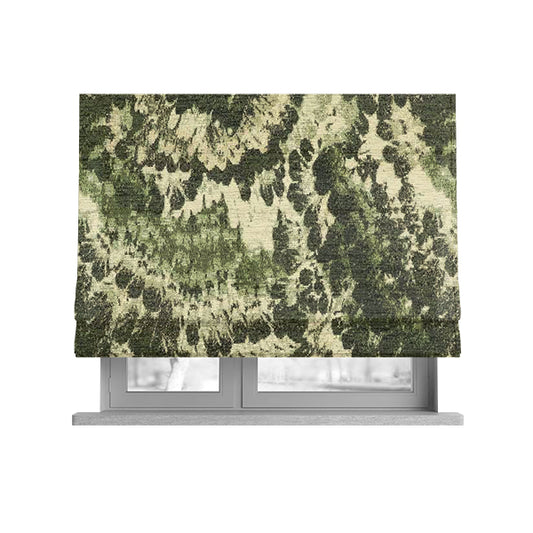 Camouflage Inspired Pattern Chenille Material Beige Green Upholstery Fabric JO-1136 - Roman Blinds