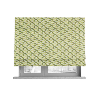 3D Geometric Pattern Green White Colour Soft Chenille Upholstery Fabric JO-1137 - Roman Blinds