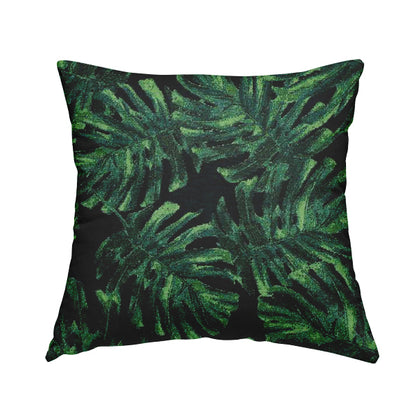 Jungle Leaf Pattern Green Blue Colour Soft Chenille Upholstery Fabric JO-1140 - Handmade Cushions