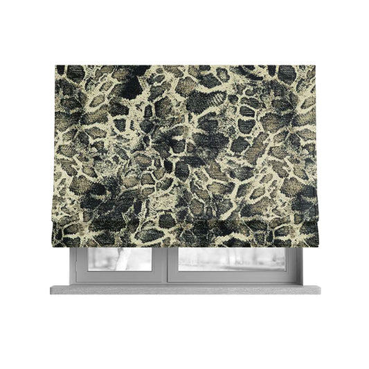 Old Stone Effect Pattern Black Beige Colour Soft Chenille Upholstery Fabric JO-1141 - Roman Blinds