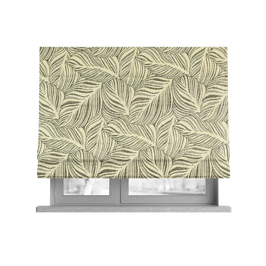 Leaf Pattern In Natural Cream Brown Colour Chenille Upholstery Fabric JO-1143 - Roman Blinds