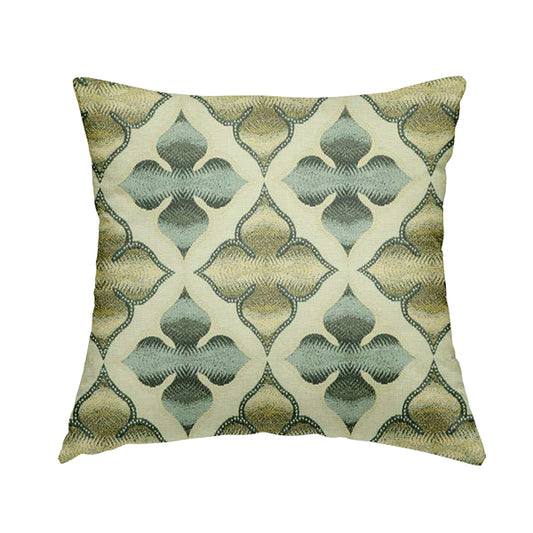 Spade Theme Faded Geometric Pattern In Grey Yellow Colour Chenille Upholstery Fabric JO-1144 - Handmade Cushions