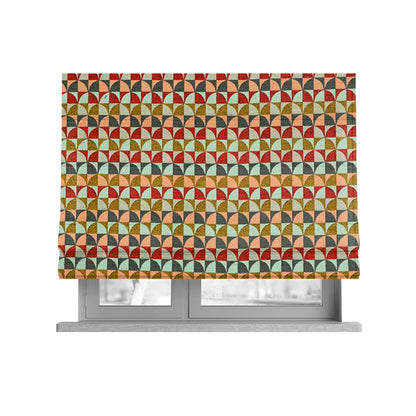 Seamless Arc Wave Geometric Multicoloured Pattern Soft Chenille Upholstery Fabric JO-1148 - Roman Blinds