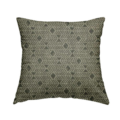 Grey Brown Coloured Horizontal Stripe Pattern Chenille Furnishing Upholstery Fabric JO-1153 - Handmade Cushions