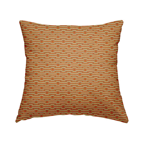 Orange Beige Colour Geometric Stripe Pattern Chenille Upholstery Fabric JO-1155 - Handmade Cushions