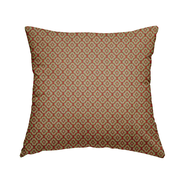 Red Beige Colour Medallion Uniformed Pattern Chenille Upholstery Fabric JO-1156 - Handmade Cushions