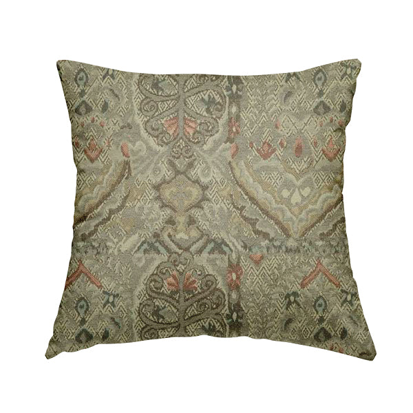 Grey Colour Medallion Patchwork Style Pattern Soft Chenille Upholstery Fabric JO-1157 - Handmade Cushions