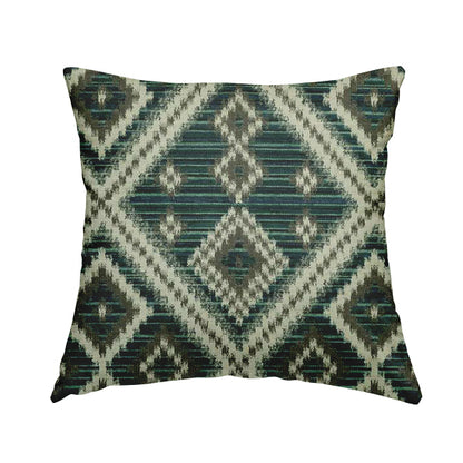 Blue Grey Colour Aztec Pattern Soft Chenille Upholstery Fabric JO-1158 - Handmade Cushions