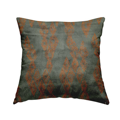 Tribal Symbol Pattern Velvet Grey With Orange Colour Upholstery Fabric JO-1165 - Handmade Cushions