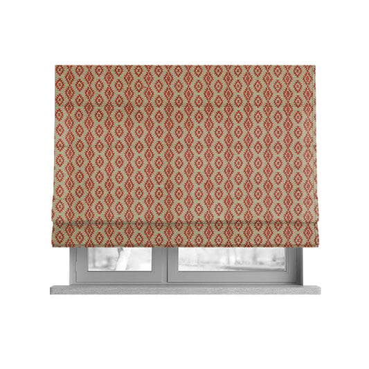 Red Beige Colour Striped Uniformed Pattern Chenille Upholstery Fabric JO-1168 - Roman Blinds