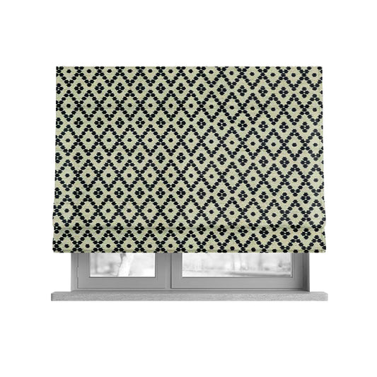 Uniform Theme Pattern Black Beige Colour Soft Chenille Furnishing Fabric JO-1170 - Roman Blinds