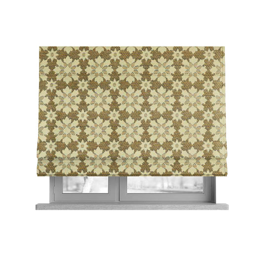 Floral Blossom Pattern In Natural Cream Colour Chenille Upholstery Fabric JO-1181 - Roman Blinds