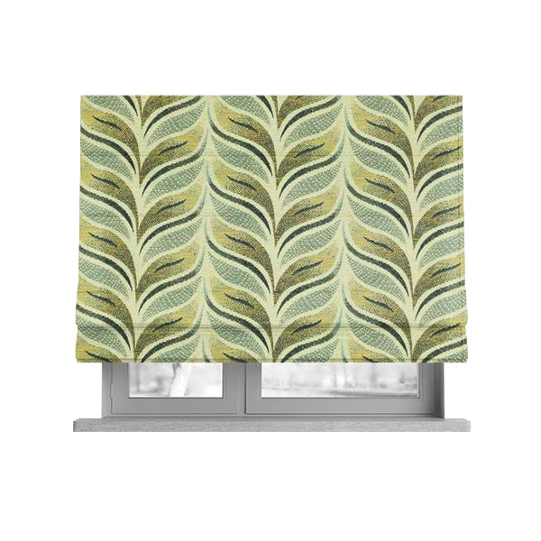 Floral Wave Pattern In Grey Yellow Colour Chenille Upholstery Fabric JO-1182 - Roman Blinds
