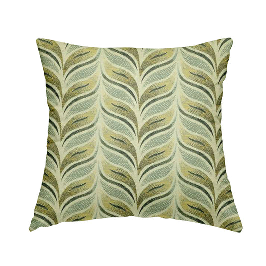 Floral Wave Pattern In Grey Yellow Colour Chenille Upholstery Fabric JO-1182 - Handmade Cushions