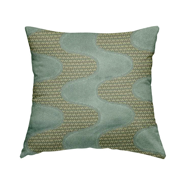 Vertical Wave Pattern Stripe Blue Colour Velvet Upholstery Fabric JO-1184 - Handmade Cushions