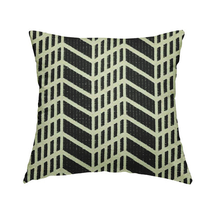 Chevron Theme Pattern Black Beige Colour Soft Chenille Furnishing Fabric JO-1186 - Handmade Cushions