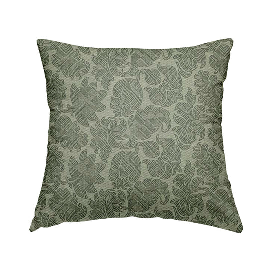 Grey Brown Coloured Floral Swirl Pattern Chenille Furnishing Upholstery Fabric JO-1189 - Handmade Cushions