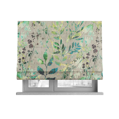 Soft Textured Velvet Floral Pattern Upholstery Fabrics In Grey Green Colour JO-1190 - Roman Blinds