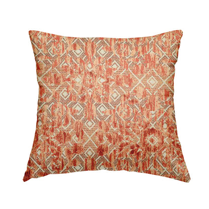 Burnt Orange Colour Raised Velvet Abstract Pattern Upholstery Fabric JO-1192 - Handmade Cushions