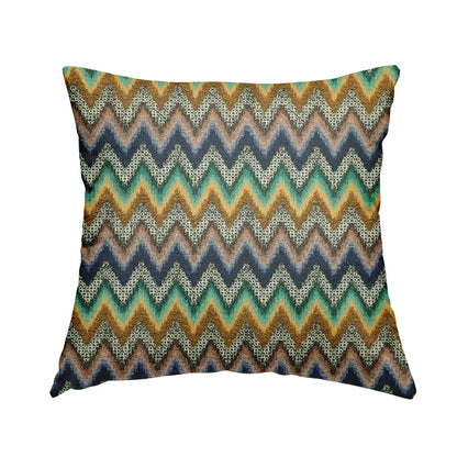 Colourful Orange Green Blue Chevron Striped Upholstery Furnishing Fabric JO-1195 - Handmade Cushions