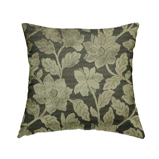 Floral Pattern In Silver Grey Velvet Material Furnishing Upholstery Fabric JO-1203 - Handmade Cushions