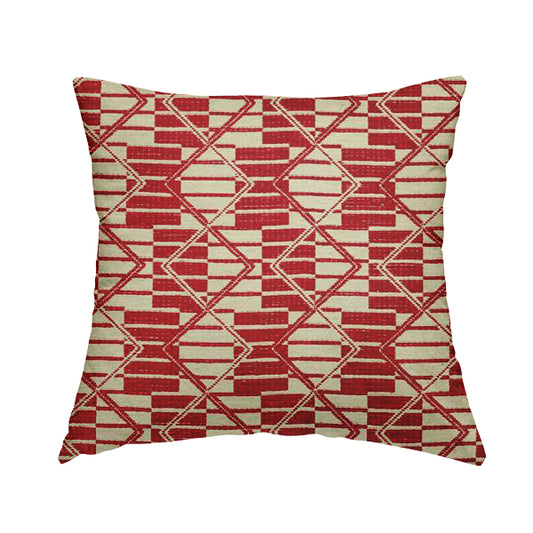 Red Colour Stripe Geometric Pattern Chenille Upholstery Fabric JO-1208 - Handmade Cushions