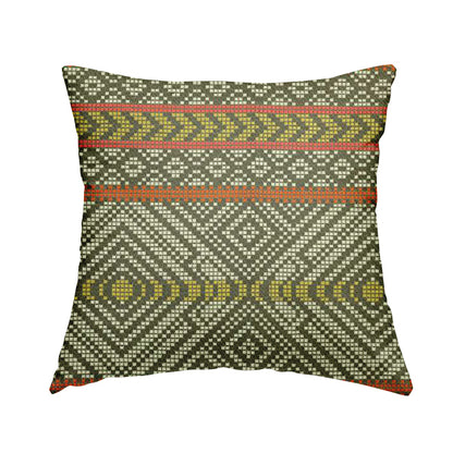 Horizontal Striped Geometric Pattern Brown White Orange Pink Red Colour Upholstery Fabric JO-1211 - Handmade Cushions