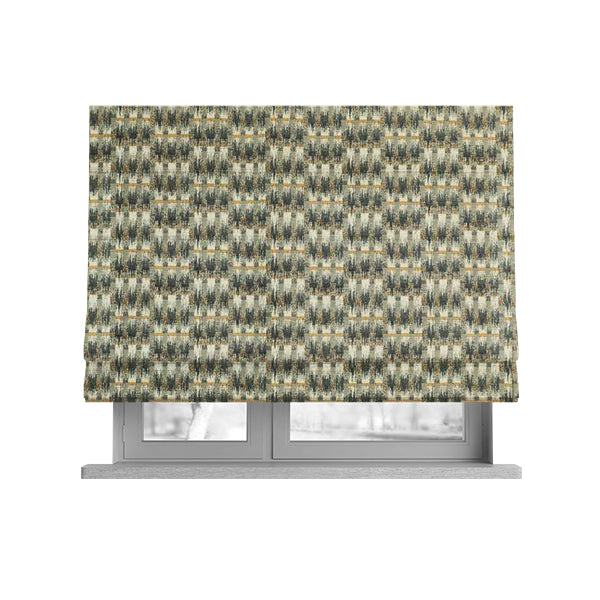 Grey Orange Abstract Pattern Woven Jacquard Soft Chenille Upholstery Fabric JO-1213 - Roman Blinds