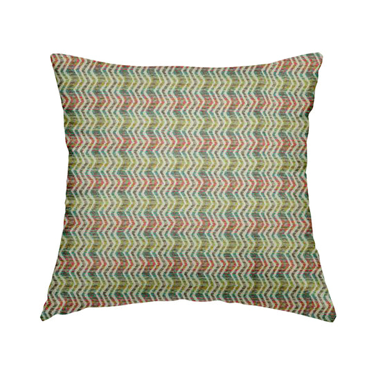 Multicoloured With Grey Main Colour Vertically Striped Chenille Furnishing Fabric JO-1217 - Handmade Cushions