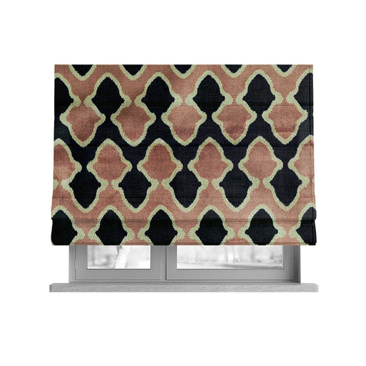 Pink Black Colour Pattern Soft Velvet Upholstery Fabric JO-1228 - Roman Blinds