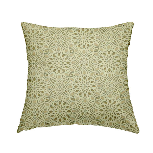 Uniformed Medallion Pattern Theme Beige Colour Pattern Chenille Jacquard Fabric JO-1236 - Handmade Cushions