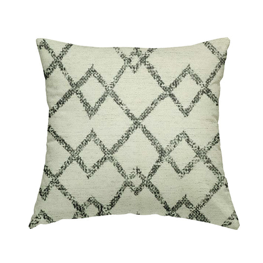 White Black Colour Geometric Pattern Chenille Upholstery Fabric JO-1238 - Handmade Cushions
