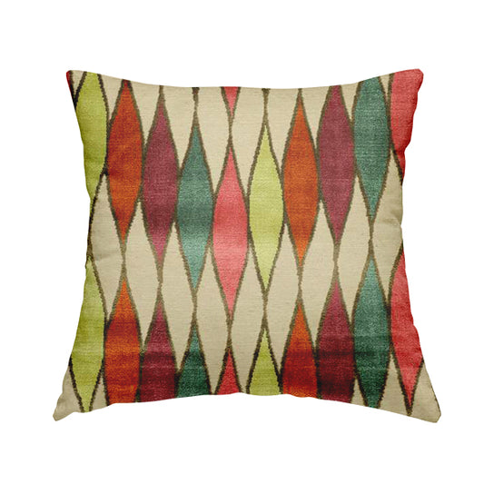 Modern Geometric Pattern Cut Velvet Multi Colour Upholstery Fabric JO-1240 - Handmade Cushions