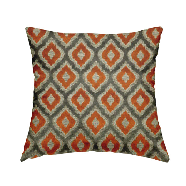 Hexagon Patterns Cut Velvet Grey Orange Colour Upholstery Fabric JO-1242 - Handmade Cushions