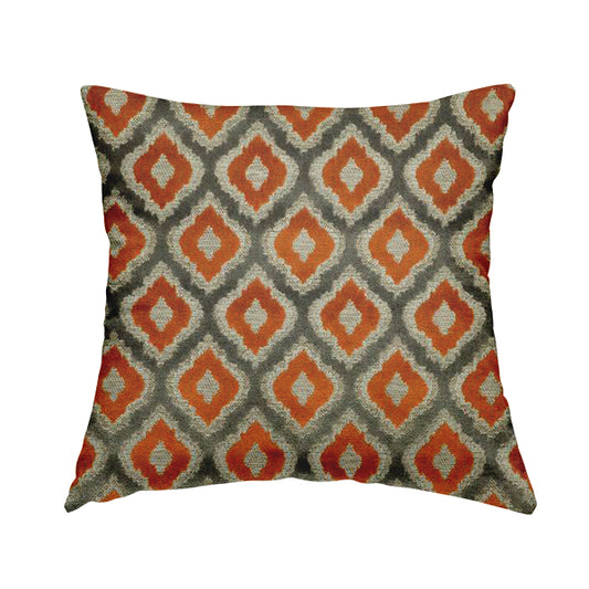 Hexagon Patterns Cut Velvet Grey Orange Colour Upholstery Fabric JO-1242 - Handmade Cushions