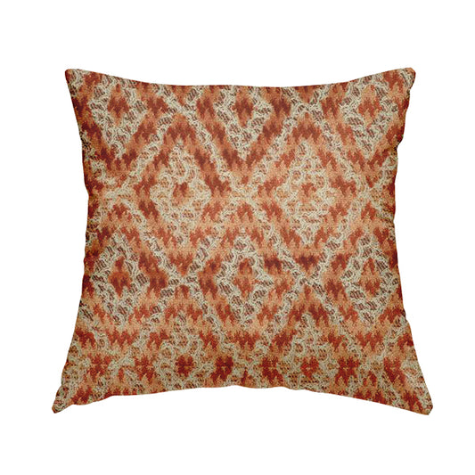 Rich Detailed Narrow Diamond Pattern Cut Velvet Orange Colour Upholstery Fabric JO-1244 - Handmade Cushions