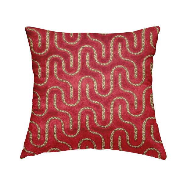Wave Pattern Stripe Raspberry Pink Colour Velvet Upholstery Fabric JO-1247 - Handmade Cushions
