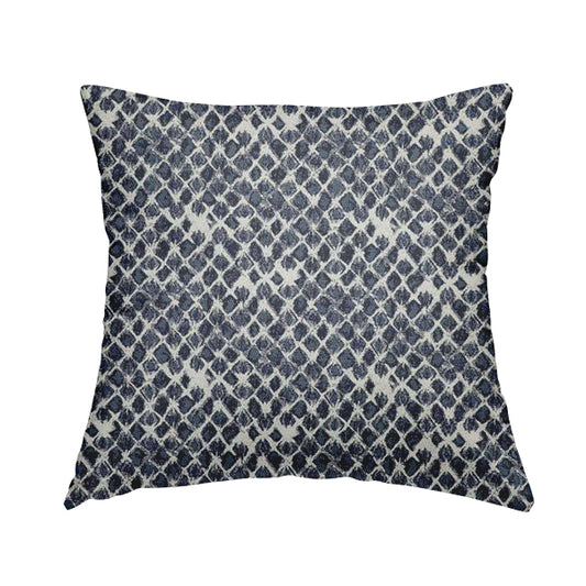 Paved Effect Pattern Blue Colour Chenille Furnishing Curtains Fabric JO-1250 - Handmade Cushions