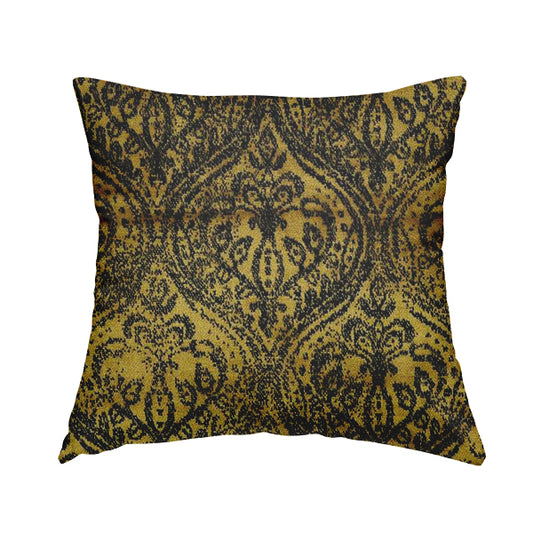 Medallion Pattern Velvet Material Black Gold  Upholstery Fabric JO-1251 - Handmade Cushions